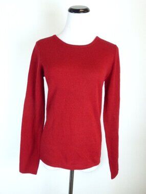EVELYN RED 100% CASHMERE CREWNECK SWEATER S